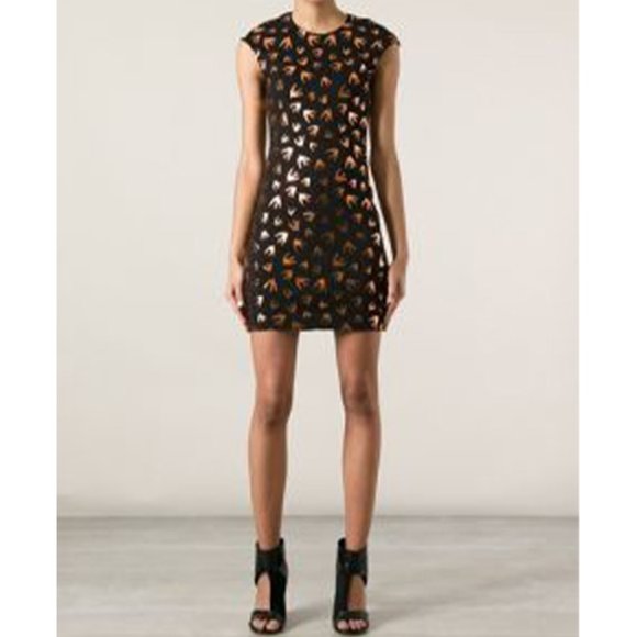 McQ Alexander McQueen Metallic Swallow Print Dress - Picture 5 of 13